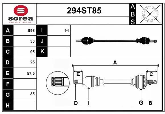 Arbre de transmission STARTCAR 294ST85