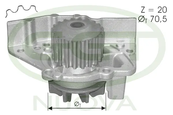 Pompe à eau, refroidissement du moteur GGT PA12048