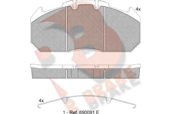 Kit de plaquettes de frein, frein à disque R BRAKE RB1405-067