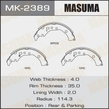 Jeu de mâchoires de frein MASUMA MK-2389