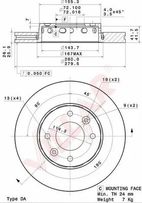 Disque de frein VILLAR 628.2076