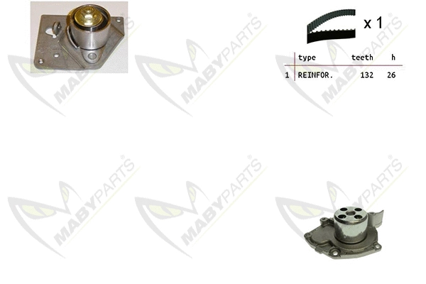 Pompe à eau + kit de courroie crantée MABYPARTS OBKWP0154
