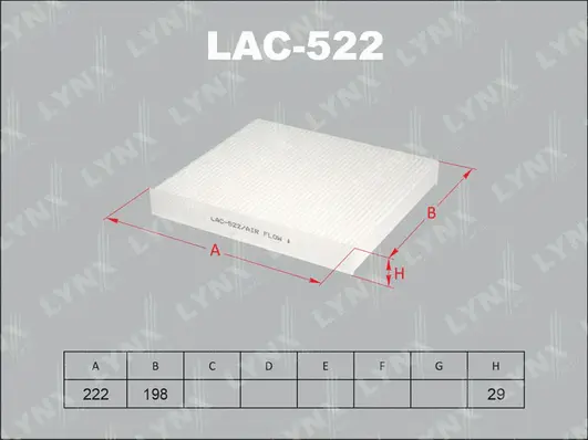 Filtre, air de l'habitacle LYNXAUTO LAC-522