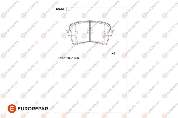 Kit de plaquettes de frein, frein à disque EUROREPAR 1681212580