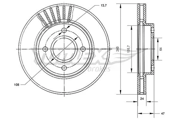 Disque de frein TOMEX Brakes TX 70-43