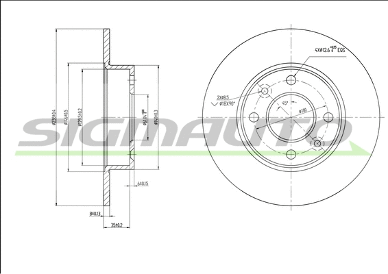 Disque de frein SIGMAUTO DBA070S