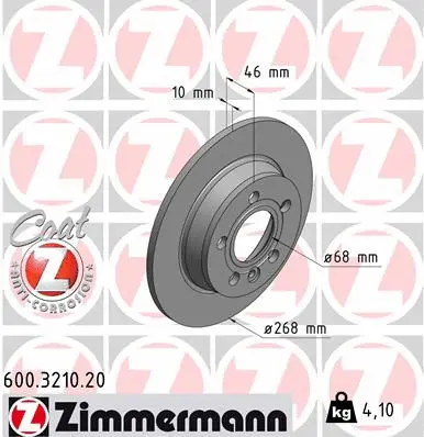 Disque de frein ZIMMERMANN 600.3210.20