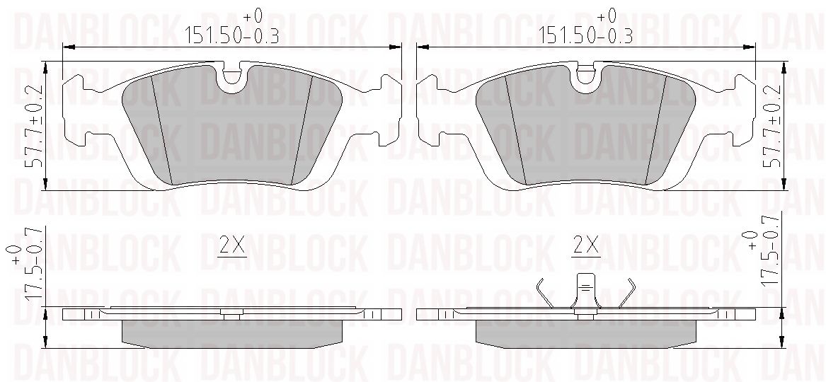 Kit de plaquettes de frein, frein à disque DANBLOCK DB 510121