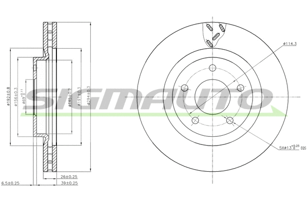 Disque de frein SIGMAUTO DBB624V
