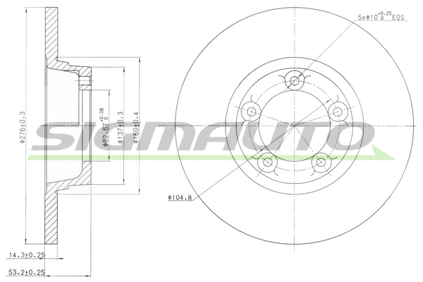 Disque de frein SIGMAUTO DBA065S