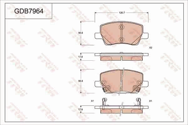 Kit de plaquettes de frein, frein à disque TRW GDB7964