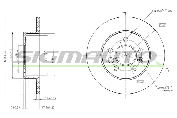Disque de frein SIGMAUTO DBB056S