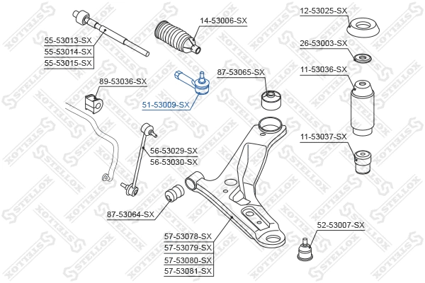 Rotule de barre de connexion STELLOX 51-53009-SX