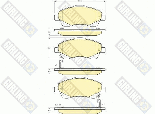 Kit de plaquettes de frein, frein à disque GIRLING 6133364