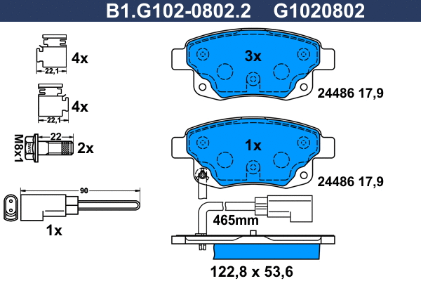 Kit de plaquettes de frein, frein à disque GALFER B1.G102-0802.2