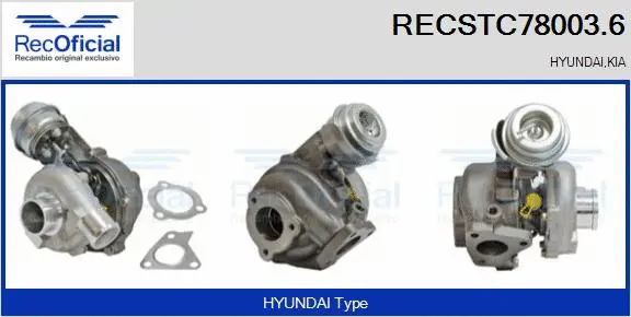 Turbocompresseur, suralimentation RECOFICIAL RECSTC78003.6