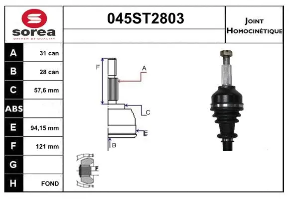Jeu de joints, arbre de transmission STARTCAR 045ST2803