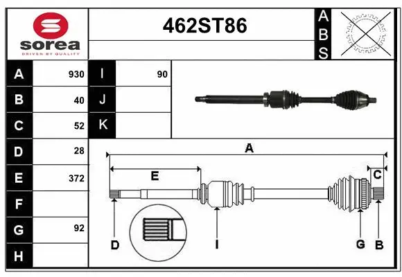 Arbre de transmission STARTCAR 462ST86