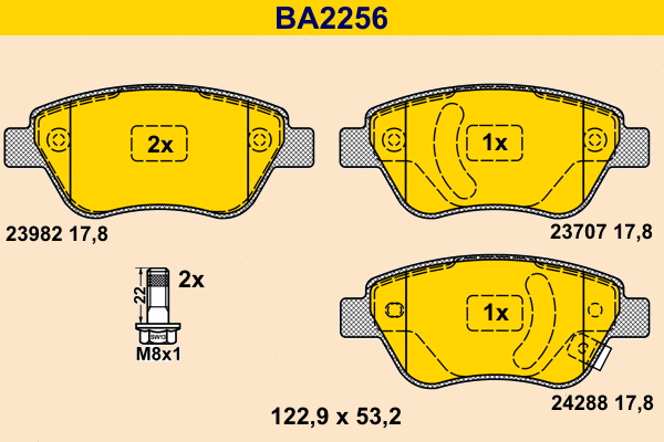 Kit de plaquettes de frein, frein à disque BARUM BA2256