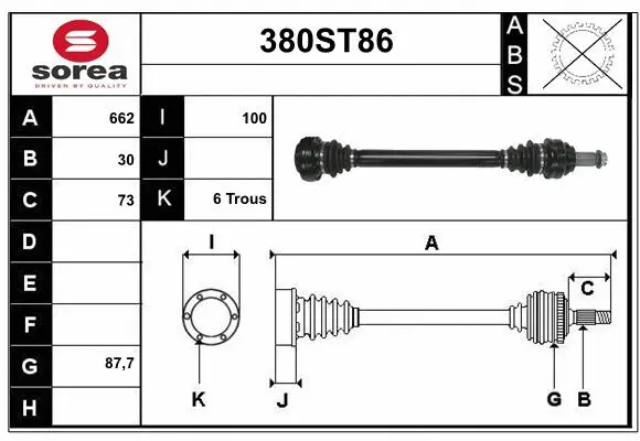 Arbre de transmission STARTCAR 380ST86