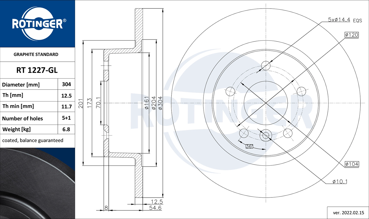 Disque de frein ROTINGER RT 1227-GL