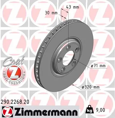 Disque de frein ZIMMERMANN 290.2268.20