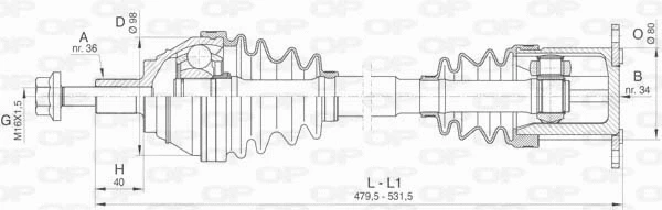 Arbre de transmission OPEN PARTS DRS6415.00