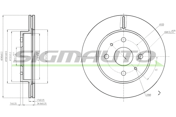 Disque de frein SIGMAUTO DBB774V