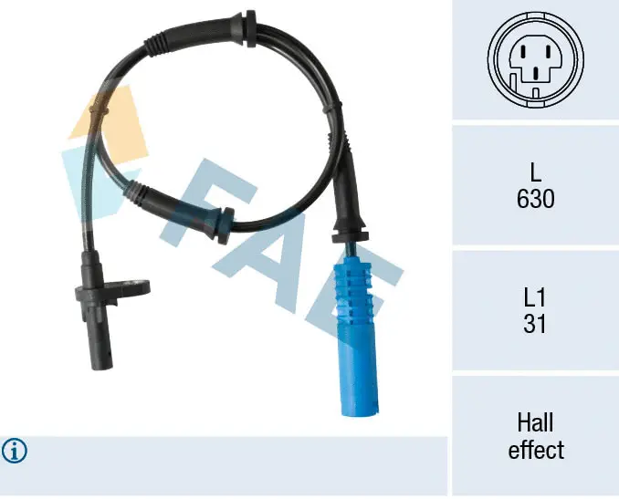 Capteur, vitesse de roue FAE 78455