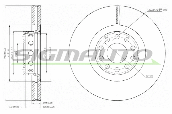 Disque de frein SIGMAUTO DBB150V