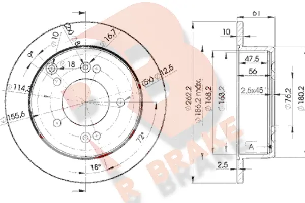 Disque de frein R BRAKE 78RBD22905