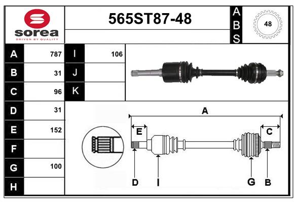 Arbre de transmission STARTCAR 565ST87-48