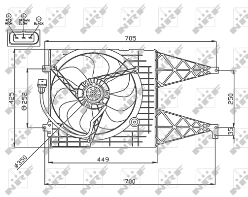 Ventilateur, refroidissement du moteur NRF 47744