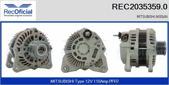 Alternateur RECOFICIAL REC2035359.0
