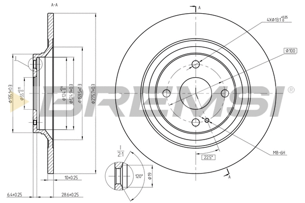Disque de frein BREMSI CD8593S
