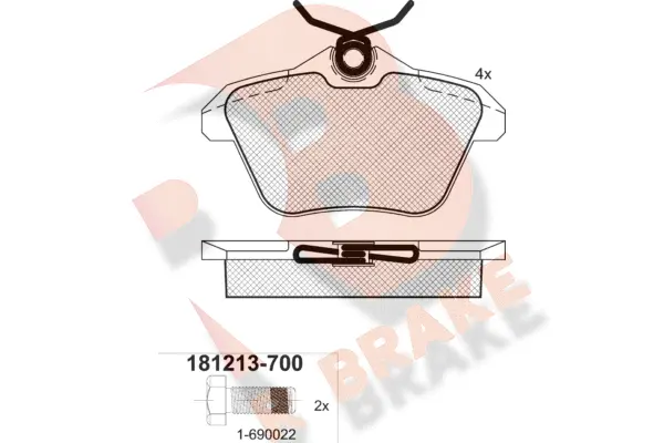 Kit de plaquettes de frein, frein à disque R BRAKE RB1213-700
