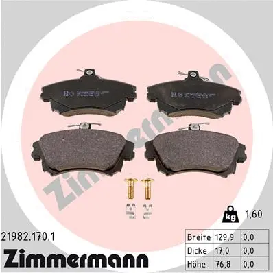 Kit de plaquettes de frein, frein à disque ZIMMERMANN 21982.170.1