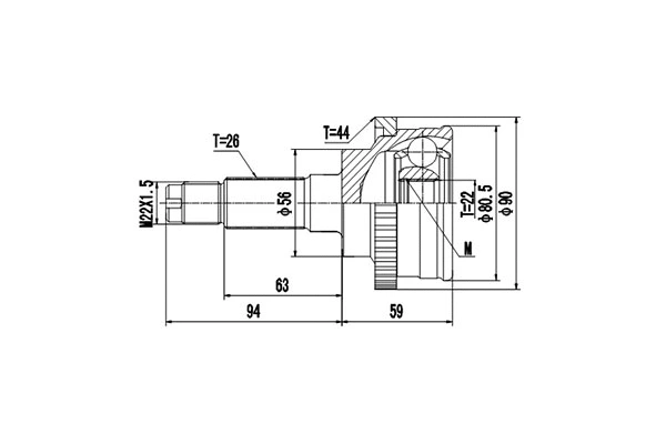 Jeu de joints, arbre de transmission DYNAMATRIX DCV834006