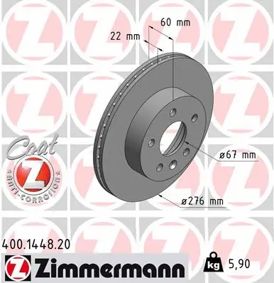 Disque de frein ZIMMERMANN 400.1448.20
