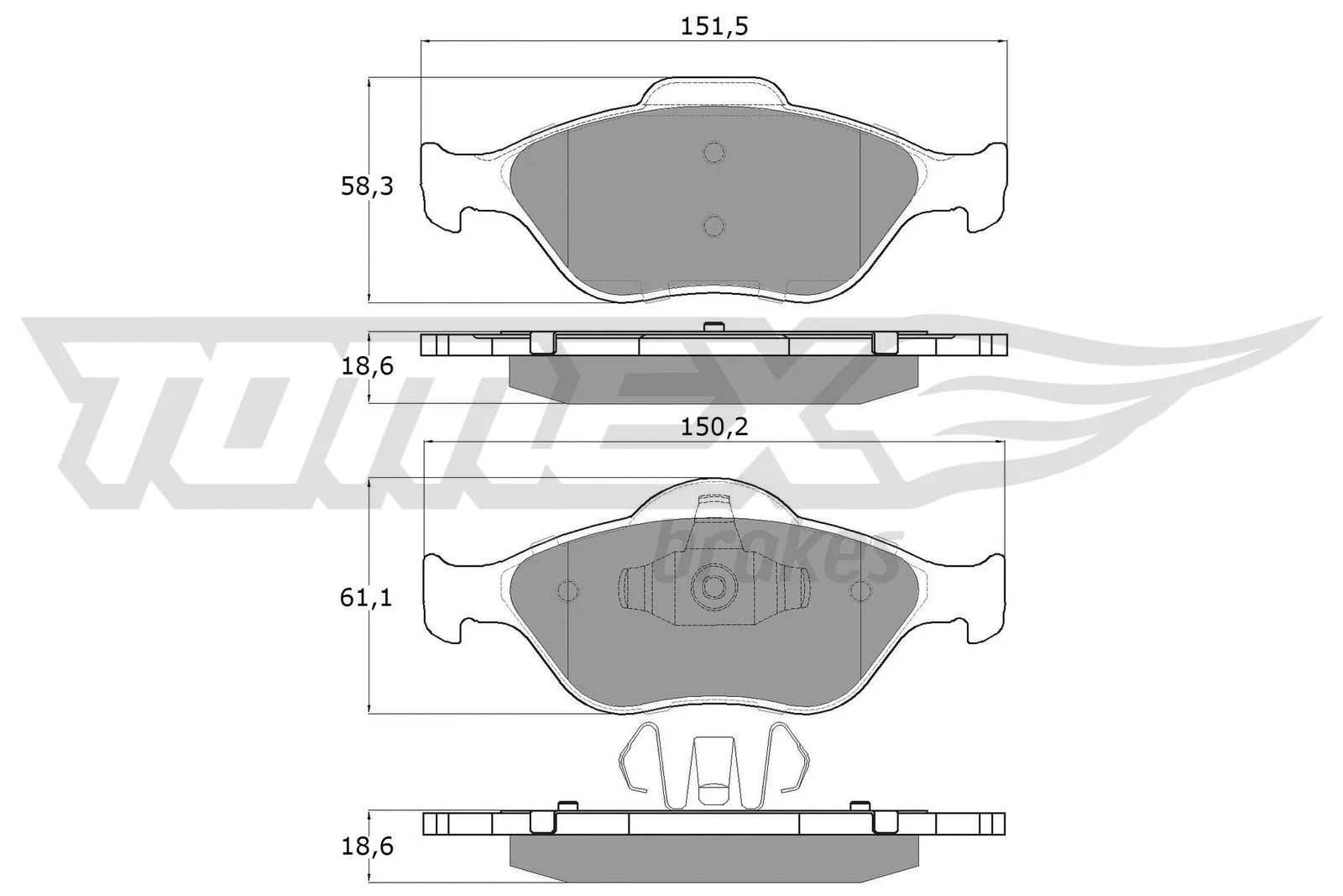 Kit de plaquettes de frein, frein à disque TOMEX Brakes TX 12-55