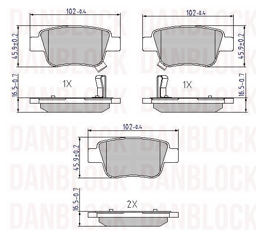 Kit de plaquettes de frein, frein à disque DANBLOCK DB 510458