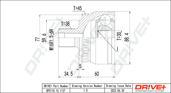 Jeu de joints, arbre de transmission Dr!ve+ DP2110.10.1127