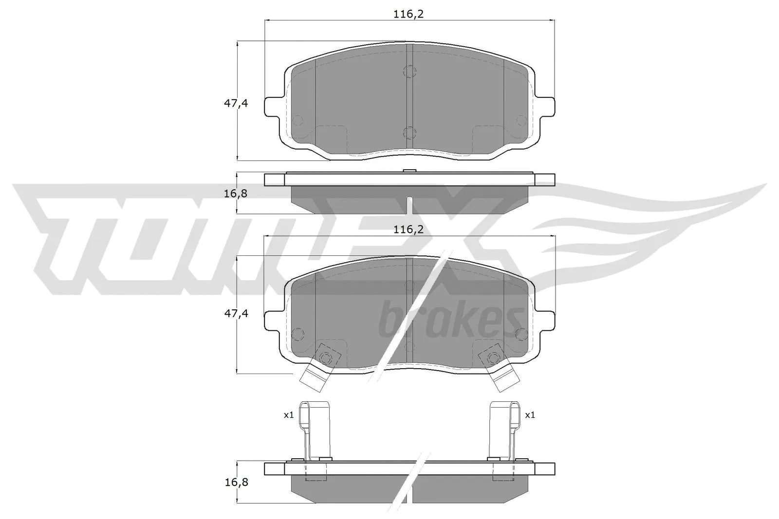 Kit de plaquettes de frein, frein à disque TOMEX Brakes TX 15-74