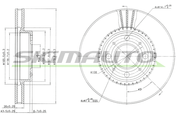 Disque de frein SIGMAUTO DBA604V