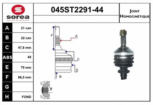 Jeu de joints, arbre de transmission STARTCAR 045ST2291-44