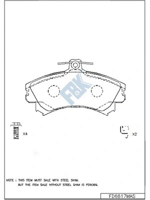 Kit de plaquettes de frein, frein à disque FBK FD6817MAS