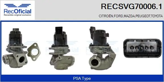 Vanne EGR RECOFICIAL RECSVG70006.1