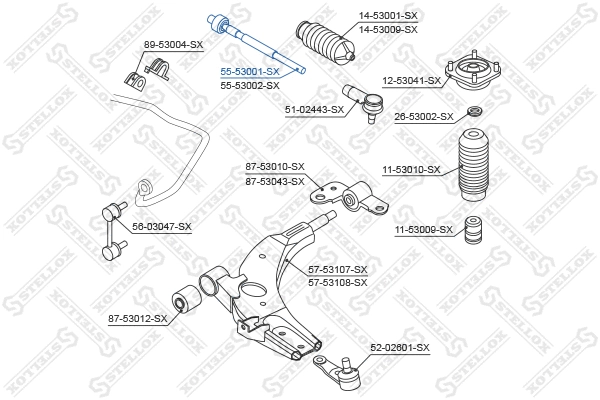 Rotule de direction intérieure, barre de connexion STELLOX 55-53001-SX