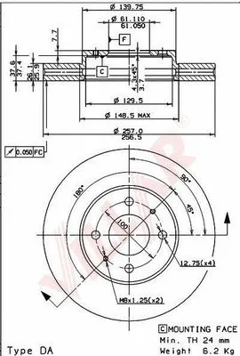 Disque de frein VILLAR 628.1028