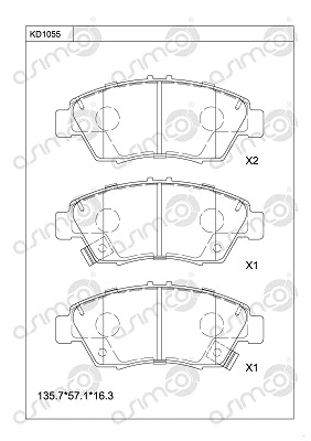 Kit de plaquettes de frein, frein à disque ASIMCO KD1055